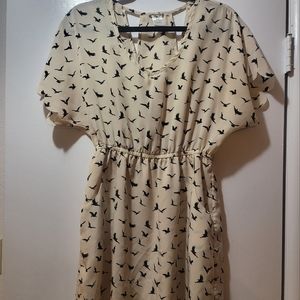 Ivory Dress with Black Birds